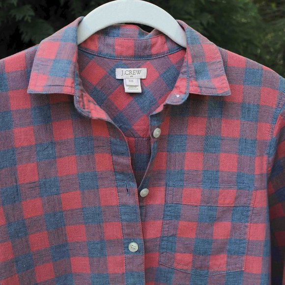 J Crew Homespun Cotton Plaid Popover Top - Picture 3 of 3